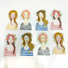 Load image into Gallery viewer, Floral crown girl stickers