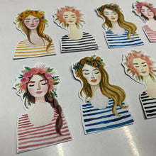 Load image into Gallery viewer, Floral crown girl stickers