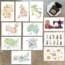 Load image into Gallery viewer, Country Map & Vintage Theme Postcard