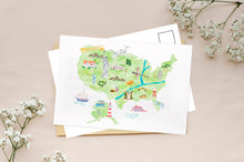 Load image into Gallery viewer, Country Map & Vintage Theme Postcard