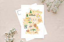 Load image into Gallery viewer, Country Map & Vintage Theme Postcard