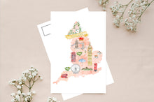 Load image into Gallery viewer, Country Map & Vintage Theme Postcard