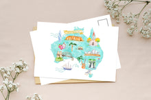 Load image into Gallery viewer, Country Map & Vintage Theme Postcard